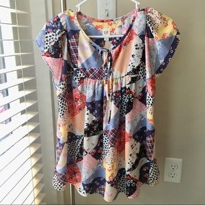 Gap flutter sleeve boho multicolor blouse